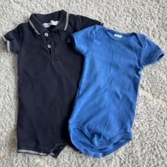 PETIT BATEAU ネイビー ロンパース 6ヶ月　２点セット
