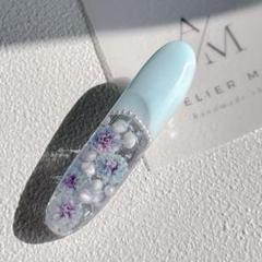 青空を閉じ込めた、かすみ草のレジンヘアクリップ