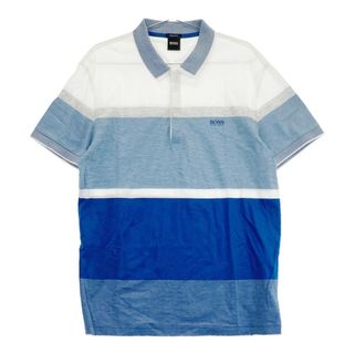 HUGO BOSS ヒューゴボス 半袖ポロシャツ ボーダー柄 ブルー系 L [240101407407] メンズ