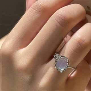 【レア】　シルバー　銀　リング　キラキラ　宝石　クリア　フリー　調節可能　学生