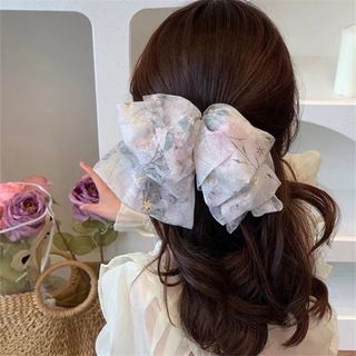 ♡大人気♡ヘアアクセサリー バレッタ シフォン タイダイ柄 ラベンダー 大きめ