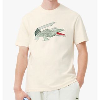 ★新品★ラコステ グラフィカルワニロゴステッチ半袖Tシャツ アイボリー/2