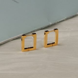 スクエア 韓国 レディース　ゴールド　上品 スクエア パーティ フープ 